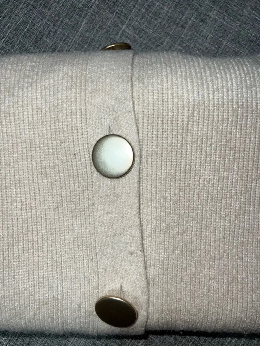 Cream Ribbed V-Neck Button-Front Cardigan Sweater - Picture 7 of 9